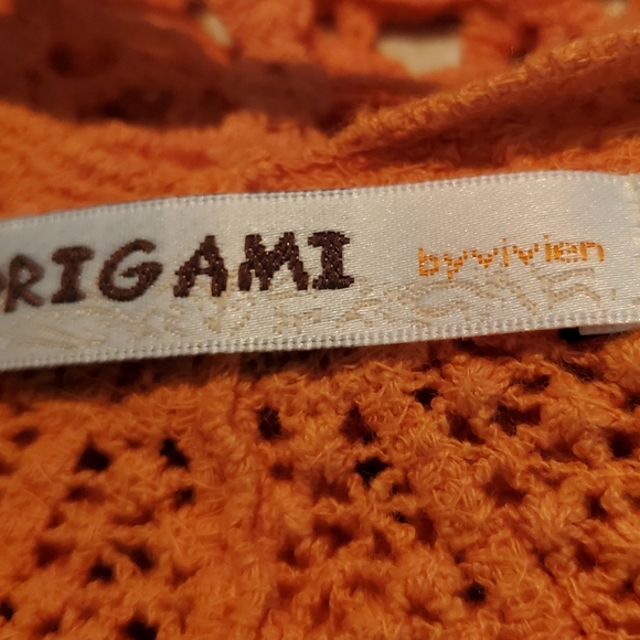 Women's OS Plus size Crochet kimono/cardigan in Rust - Picture 5 of 6